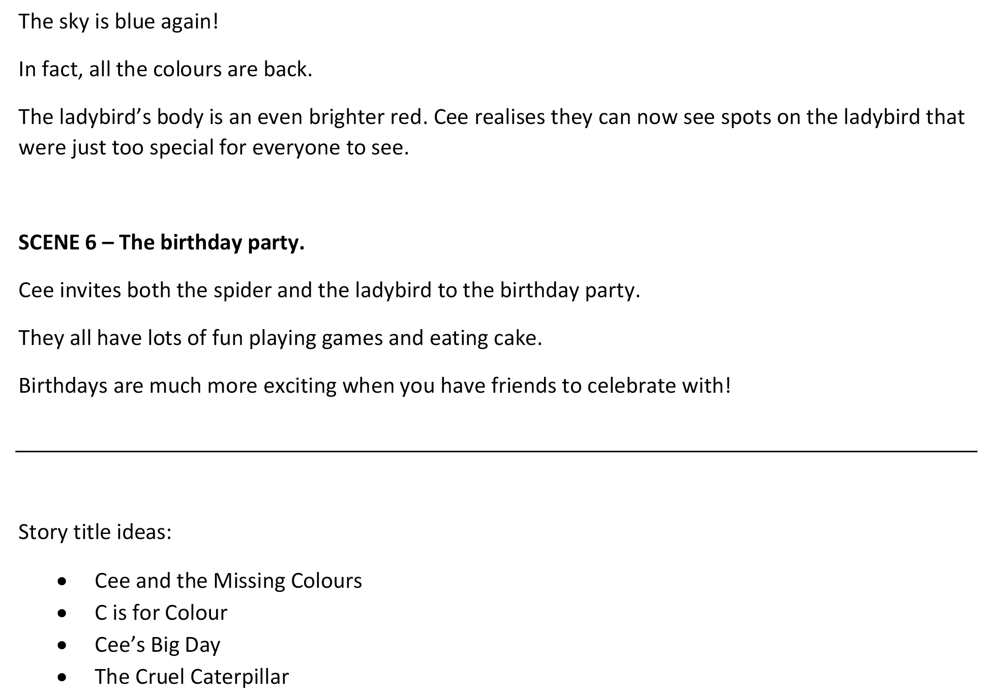 Written script for Cee's Big Day page 3